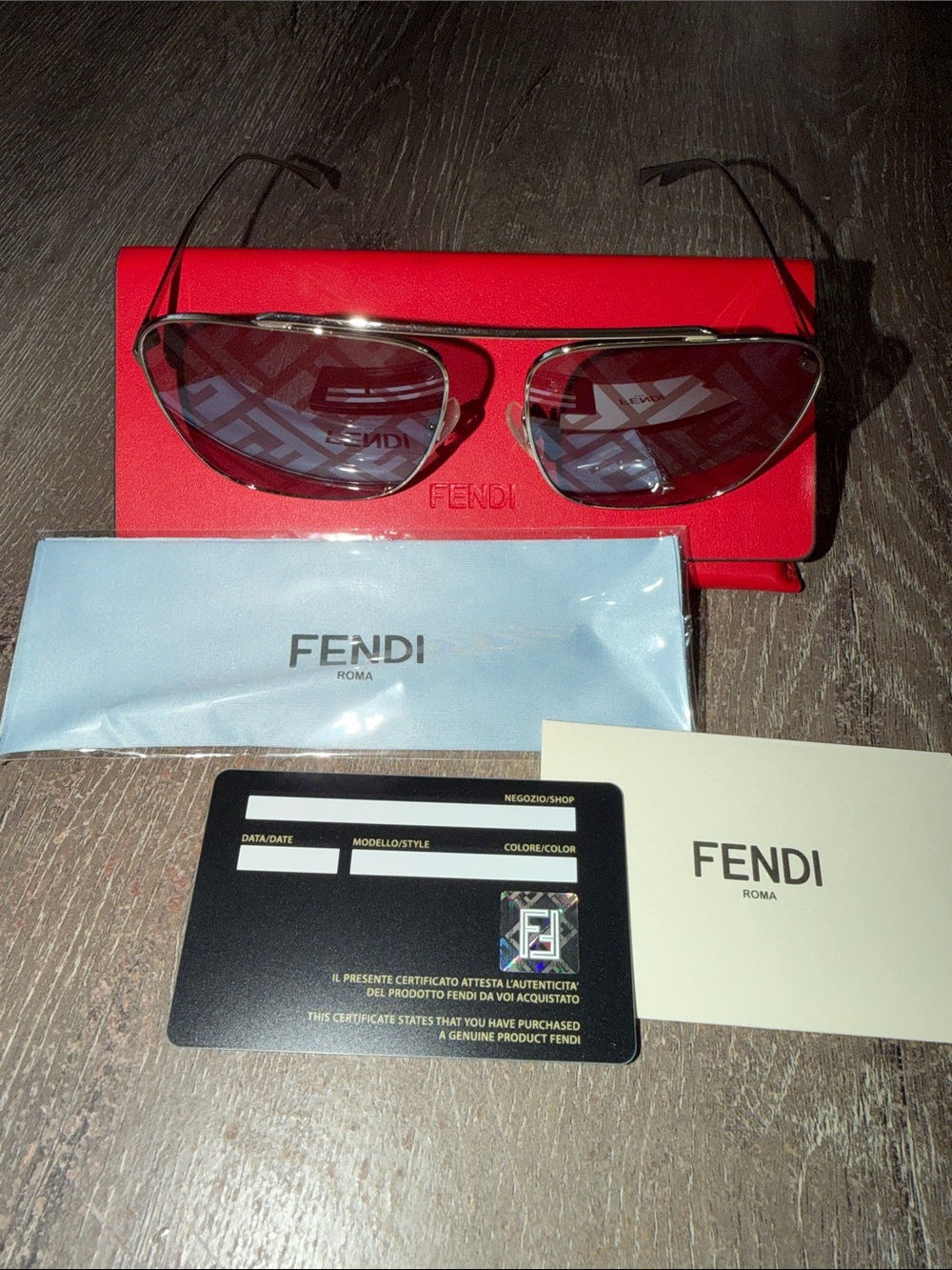 AUTH Fendi Aviator Sunglasses in Silver with Gray Lenses